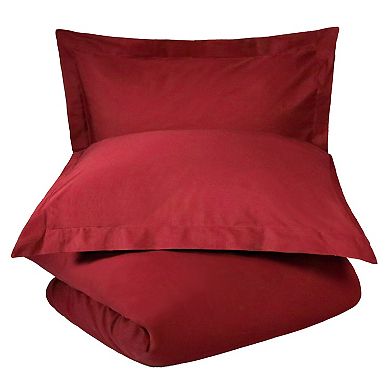 SUPERIOR Percale 300 Thread Count Solid Cotton Duvet Cover Set