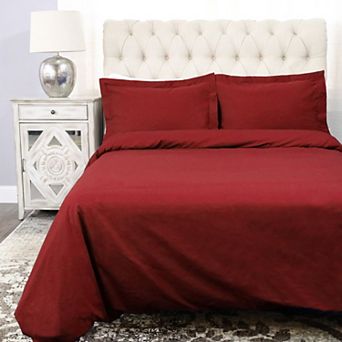 SUPERIOR Percale 300 Thread Count Solid Cotton Duvet Cover Set