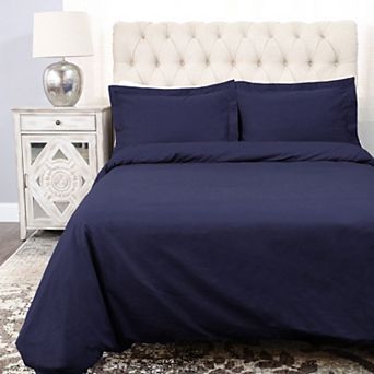 SUPERIOR Percale 300 Thread Count Solid Cotton Duvet Cover Set