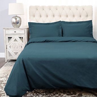 SUPERIOR Percale 300 Thread Count Solid Cotton Duvet Cover Set