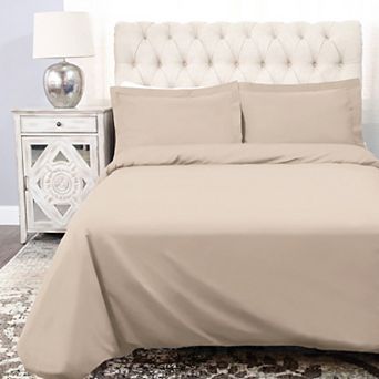 SUPERIOR Percale 300 Thread Count Solid Cotton Duvet Cover Set