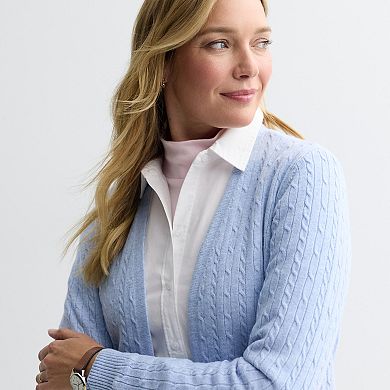 Women's Croft & Barrow® Cabled Open-Front Cardigan