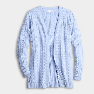 Women's Croft & Barrow® Cabled Open-Front Cardigan
