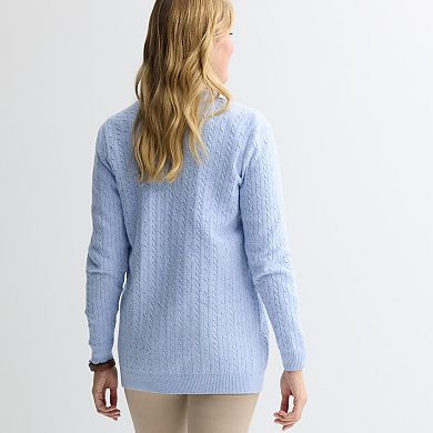 Women's Croft & Barrow® Cabled Open-Front Cardigan