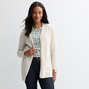 Women's Croft & Barrow® Cabled Open-Front Cardigan