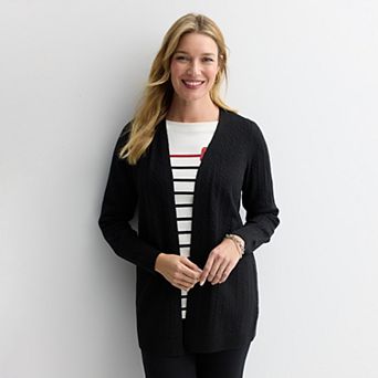 Women's Croft & Barrow® Cabled Open-Front Cardigan