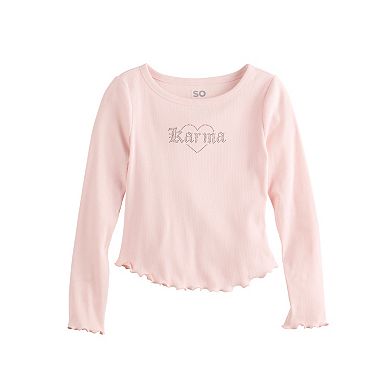 Girls 6-20 SO® Long Sleeve Embellished Tee in Regular & Plus Size