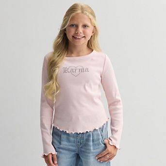 Girls 6-20 SO® Long Sleeve Embellished Tee in Regular & Plus Size