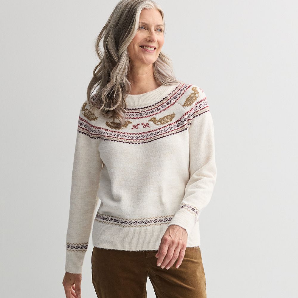 Women's Croft & Barrow® Loon Ringer Fair Isle Pullover Sweater