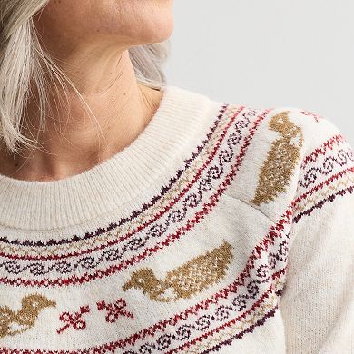 Juniors' Croft & Barrow® Leaf Fair Isle Cardigan Sweater