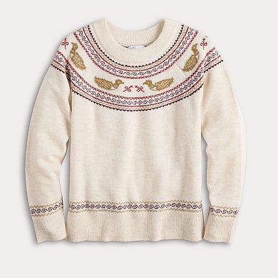 Juniors' Croft & Barrow® Leaf Fair Isle Cardigan Sweater