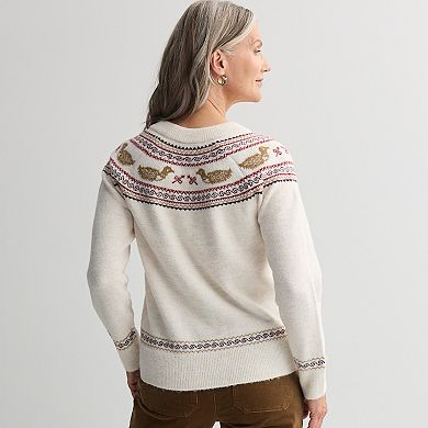 Juniors' Croft & Barrow® Leaf Fair Isle Cardigan Sweater