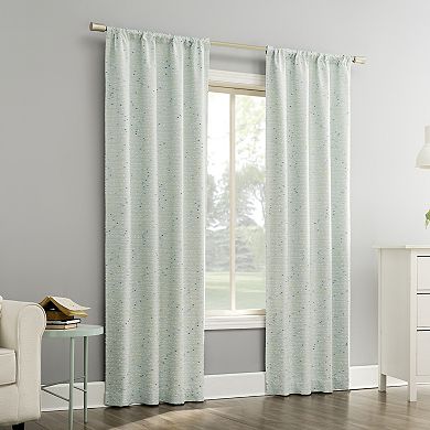 Sun Zero Sylo Generation Contrast Slub Magnetic Closure 100% Blackout Rod Pocket Curtain Panel