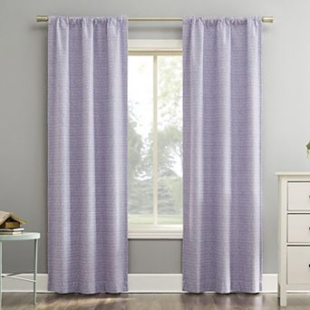 Sun Zero Sylo Generation Contrast Slub Magnetic Closure 100% Blackout Rod Pocket Curtain Panel