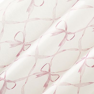 Sun Zero Romy Generation Lattice Bow Print Sheer Tie Top Curtain Panel