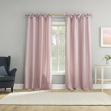 Sun Zero Roxy Generation Slub Texture Tacked Bow Semi-Sheer Tie Top Curtain Panel