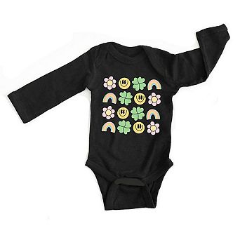 Smiley Clover Daisy Baby Long Sleeve Bodysuit