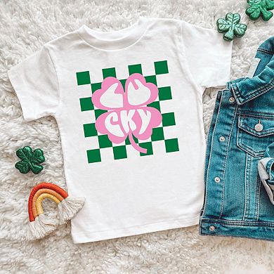 Lucky Clover Checkered Youth Short Sleeve Graphic Tee