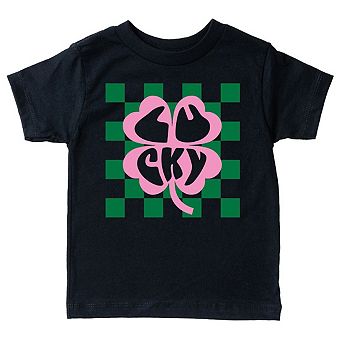 Lucky Clover Checkered Youth Short Sleeve Graphic Tee