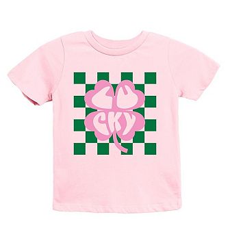 Lucky Clover Checkered Youth Short Sleeve Graphic Tee