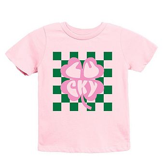 Lucky Clover Checkered Youth Short Sleeve Graphic Tee