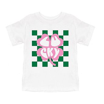Lucky Clover Checkered Youth Short Sleeve Graphic Tee