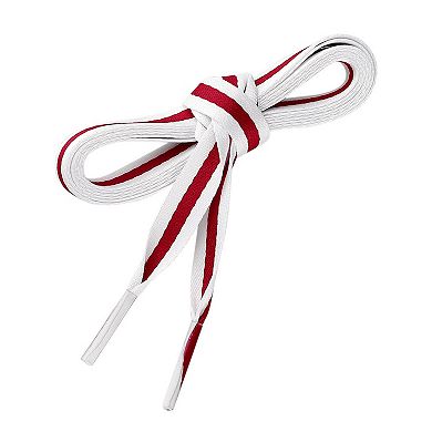 2 Pairs Colorful Block Stripe Canvas Flat Shoelace Shoe Laces Strings 180cm/70.87"