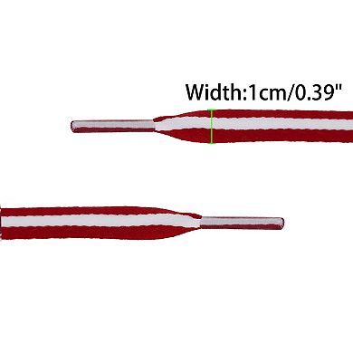 2 Pairs Colorful Block Stripe Canvas Flat Shoelace Shoe Laces Strings 180cm/70.87"