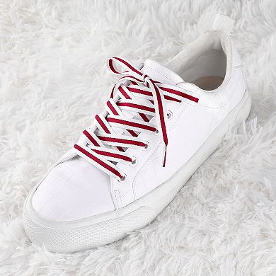 2 Pairs Colorful Block Stripe Canvas Flat Shoelace Shoe Laces Strings 180cm/70.87"