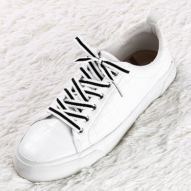 2 Pairs Colorful Block Stripe Canvas Flat Shoelace Shoe Laces Strings 120cm/47.24"
