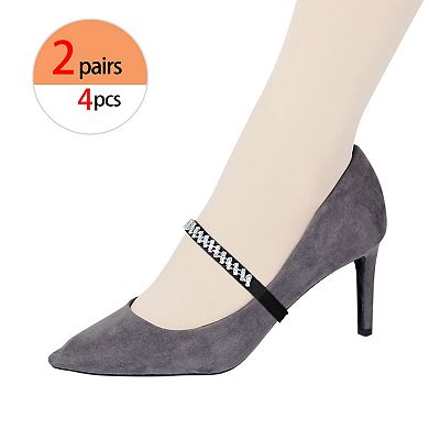 Women's Rhinestone Detachable Elastic Band Ankle Shoe Straps for Heels 2 Pairs