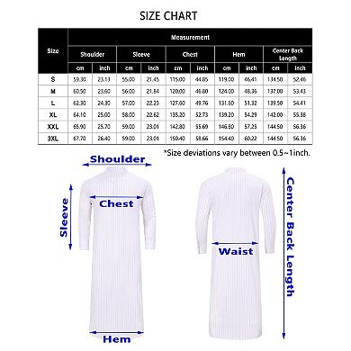 Men's Long Sleeve Kaftan Thobe Button Down Henley Robe Casual Side Split Gown Shirt