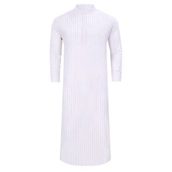 Men's Long Sleeve Kaftan Thobe Button Down Henley Robe Casual Side Split Gown Shirt