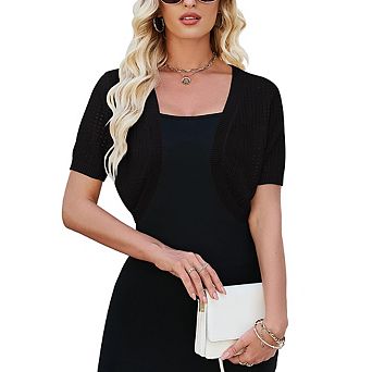 Womens Short Sleeve Shrug Cardigan Bolero Lightweight Open Front Knit Sweater Cardigans Shrug