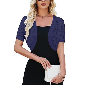 Womens Short Sleeve Shrug Cardigan Bolero Lightweight Open Front Knit Sweater Cardigans Shrug