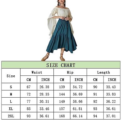 Women Layered Long Skirt High Waist Tiered Skirts Lace Up Irregular Ruffle Maxi Skirts