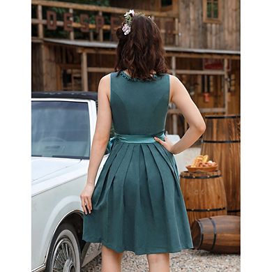 Women's 2 Pieces Oktoberfest Costume German Bavarian Beer Dirndl Dress Halloween Costumes for Women