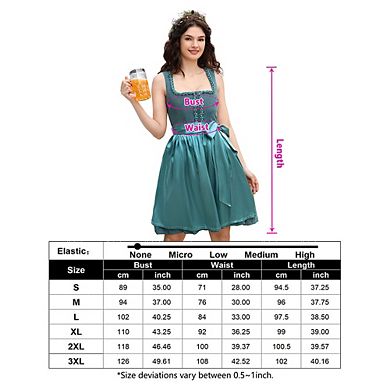 Women's 2 Pieces Oktoberfest Costume German Bavarian Beer Dirndl Dress Halloween Costumes for Women