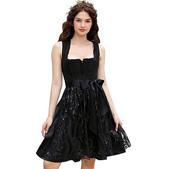 Women's 2 pc Oktoberfest Costume German Bavarian Beer Dirndl Dress Halloween Costumes for Women