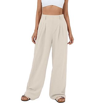 Wide Leg Pants Women's High Elastic Waisted in Back Business Work Trousers Long Straight Suit Pants
