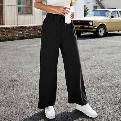Women's Yoga Pants with Pockets Casual Joggers Loose Lounge Wide Leg High Waisted Drawstring Pants
