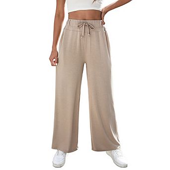 Women's Yoga Pants with Pockets Casual Joggers Loose Lounge Wide Leg High Waisted Drawstring Pants