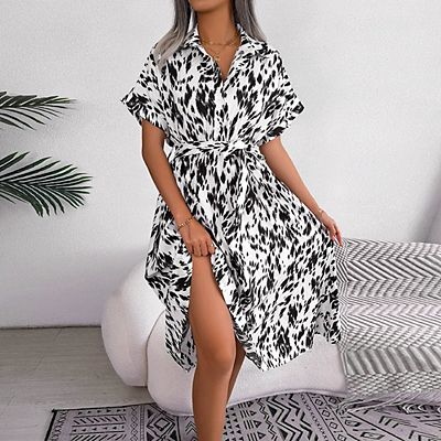 polka dot maxi shirt dress White Cotton Polka Dot Shirt Dress - Maxi Dresses