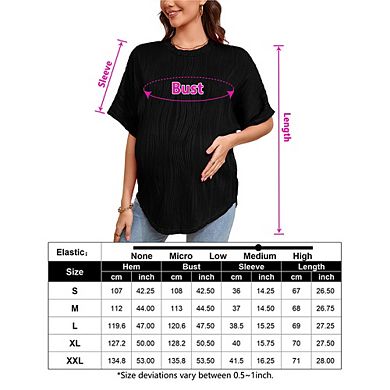 Oversized Maternity T-Shirt Textured Crewneck Short Sleeve Maternity Top Summer Mama Clothes