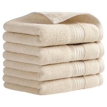 Solid Striped Hand Towel Set 13" x 29" Cotton Soft Absorbent Towels for Bath, Hotel, Spa 4 Pack
