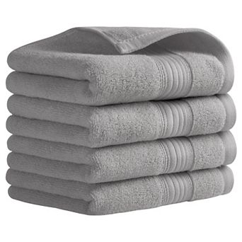 Solid Striped Hand Towel Set 13" x 29" Cotton Soft Absorbent Towels for Bath, Hotel, Spa 4 Pack
