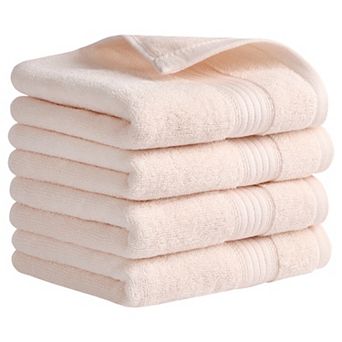 Solid Striped Hand Towel Set 13" x 29" Cotton Soft Absorbent Towels for Bath, Hotel, Spa 4 Pack
