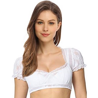 Women's Bavarian Oktoberfest Costume Traditional Dirndl Blouse Shirt Short Sleeve Tube Top