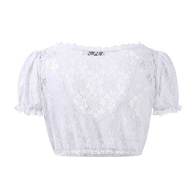 Women's Bavarian Oktoberfest Costume Traditional Dirndl Blouse Shirt Short Sleeve Tube Top