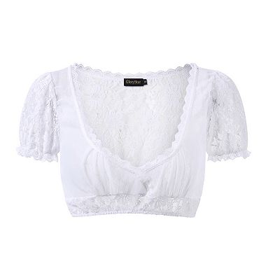 Women's Bavarian Oktoberfest Costume Traditional Dirndl Blouse Shirt Short Sleeve Tube Top